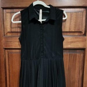 Black Dress with Pleated Skirt